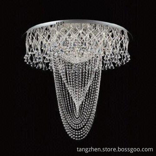 Modern simple LED K9 crystal round ceiling light with good quality and low price